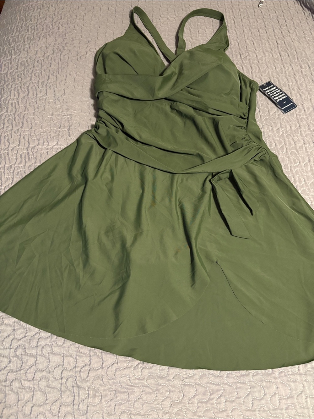 NWT Blooming Jelly Olive Green Swim Dress One Piece XXL